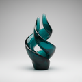 Teal Ribbon Glass Sculpture