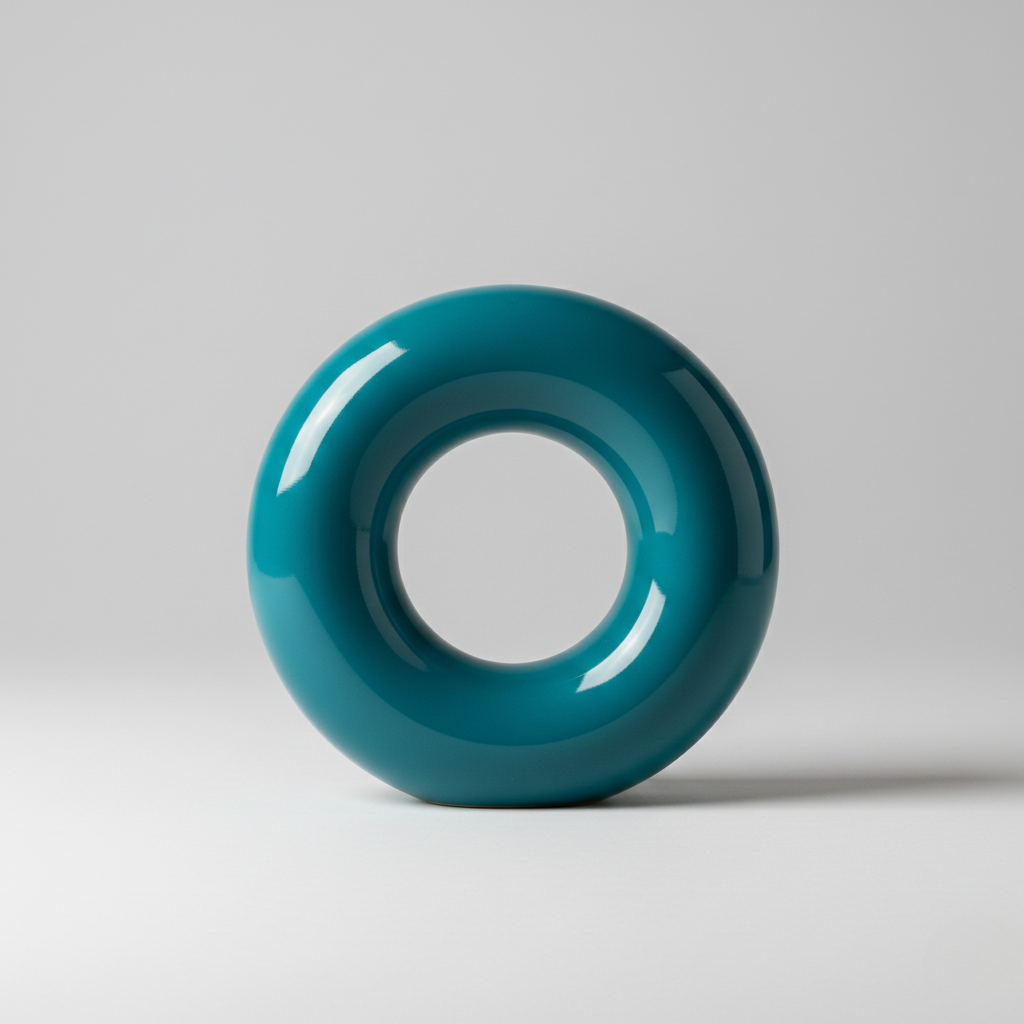 Glossy Teal Circular Ring Sculpture