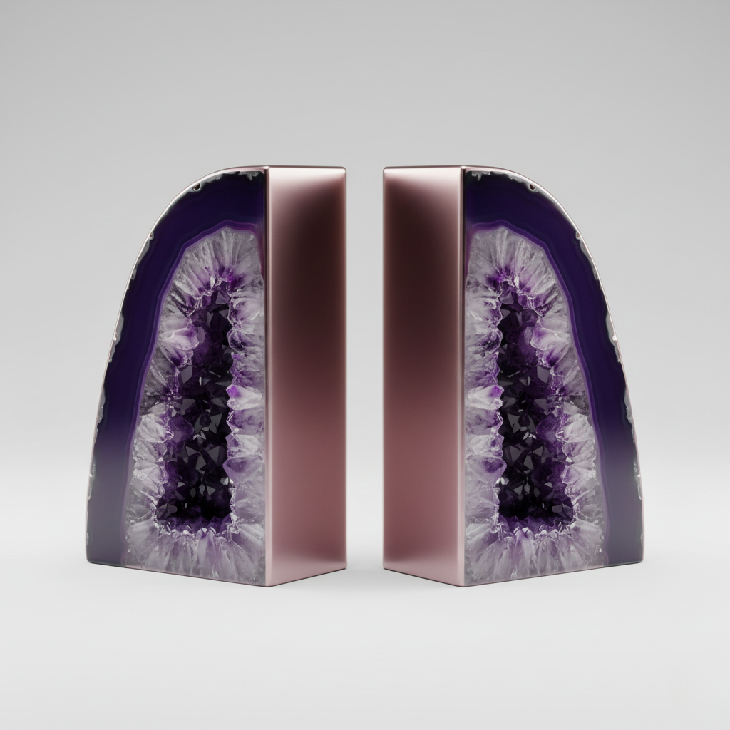 Amethyst Crystal Bookends