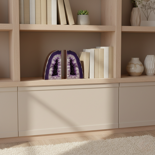 Amethyst Crystal Bookends