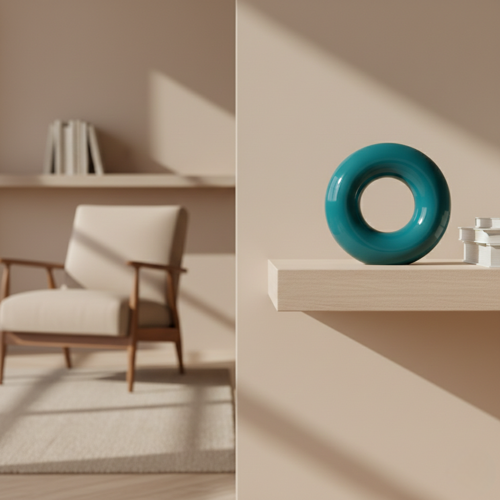 Glossy Teal Circular Ring Sculpture