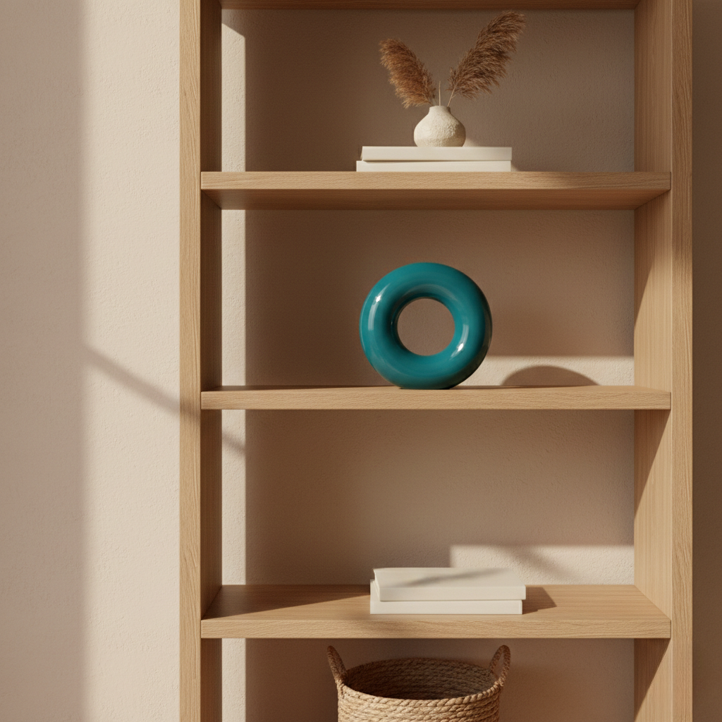 Glossy Teal Circular Ring Sculpture