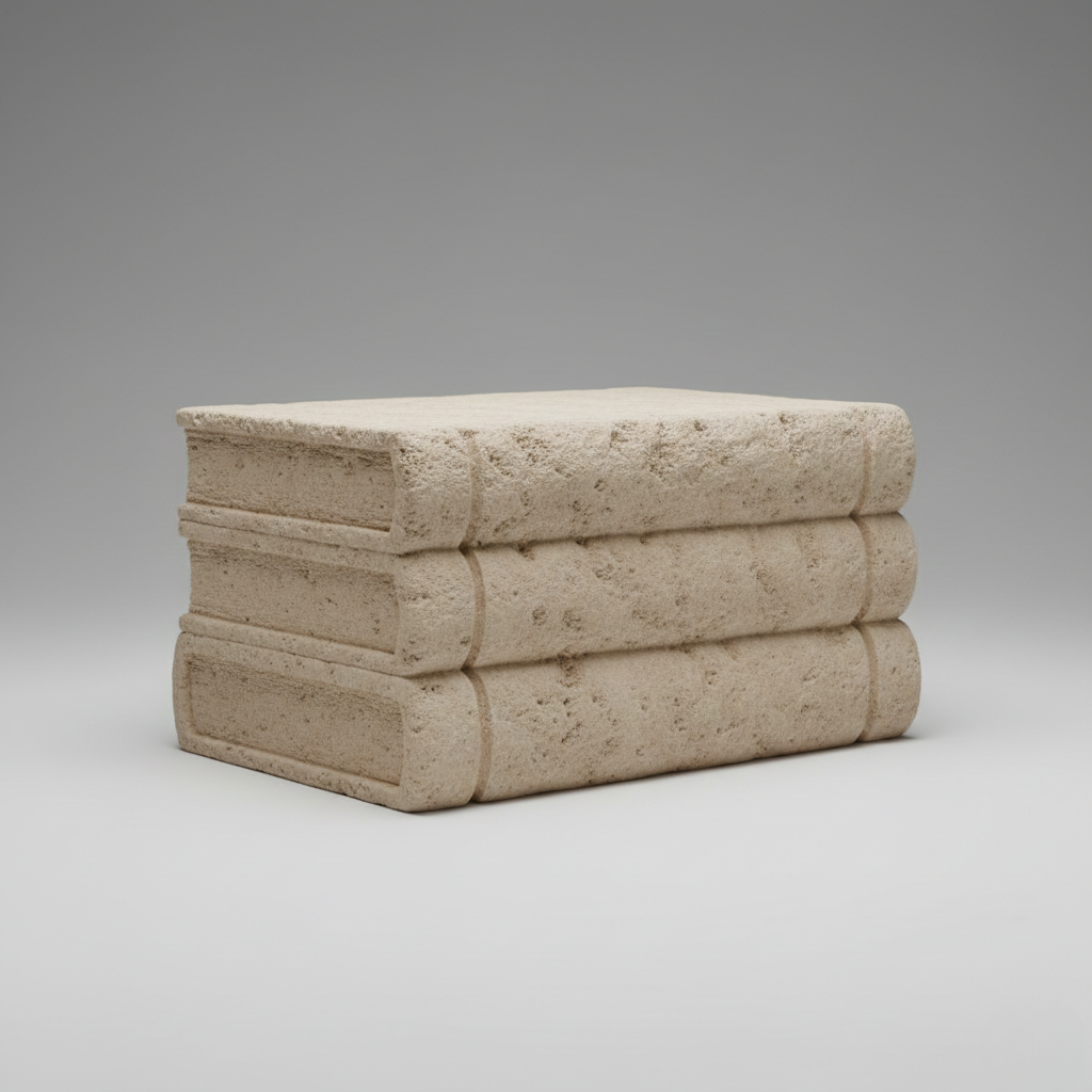 Rustic Stone Book Stack Sculpture