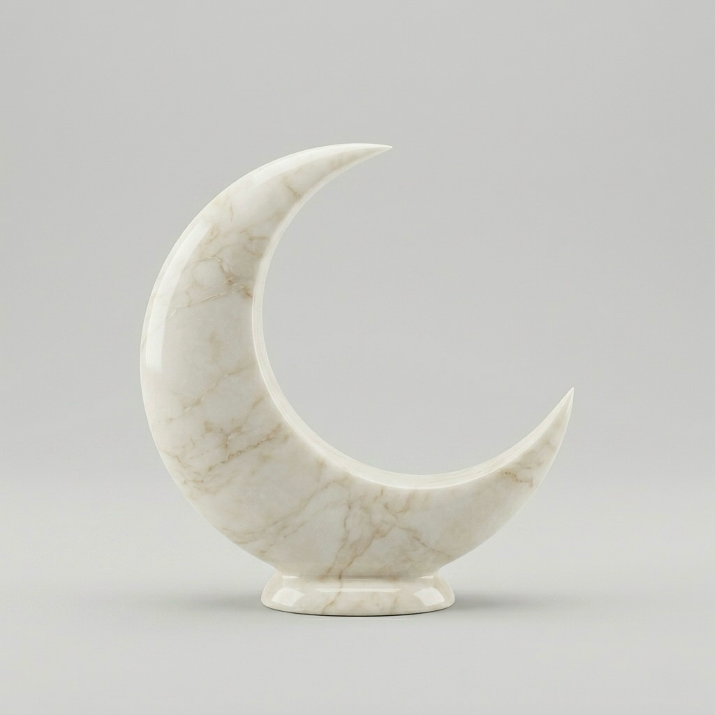 Marble Crescent Moon Sculpture
