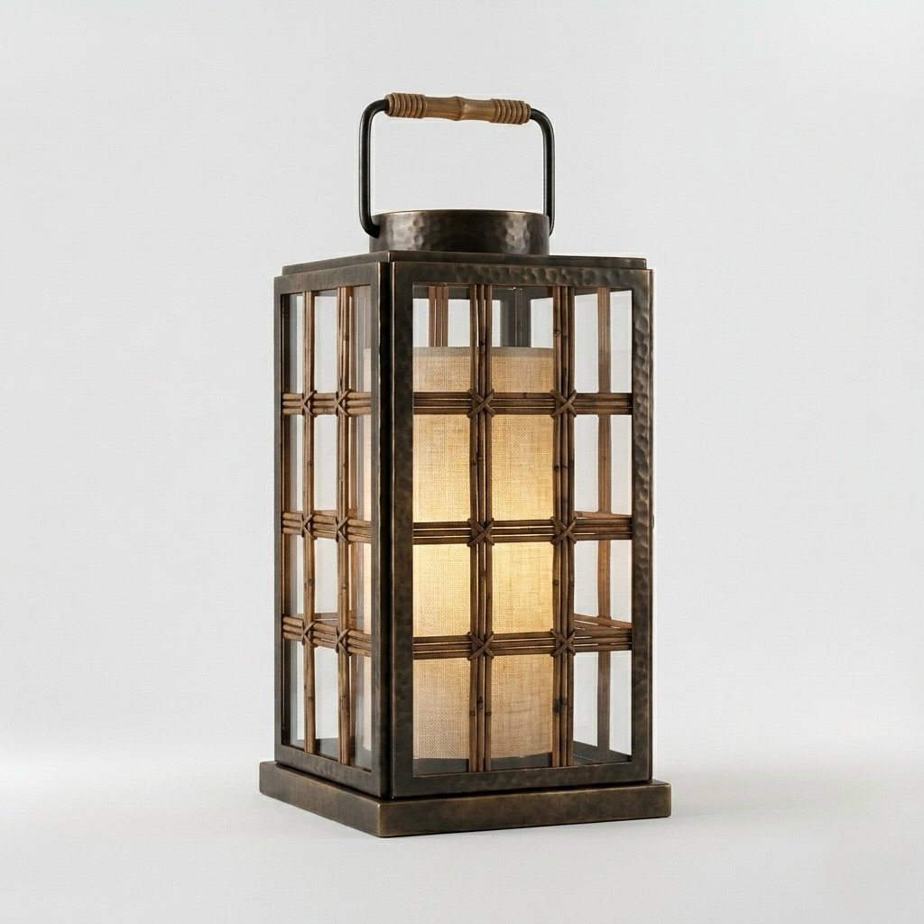 Industrial Bamboo Lantern Table Lamp