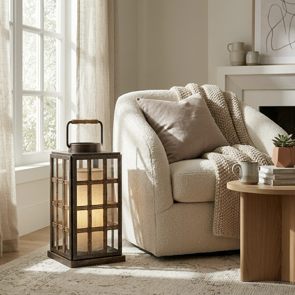 Industrial Bamboo Lantern Table Lamp