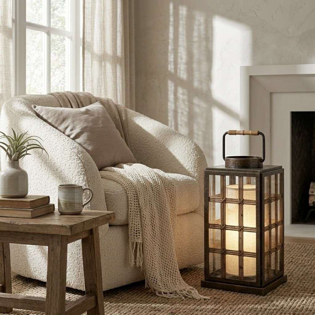Industrial Bamboo Lantern Table Lamp