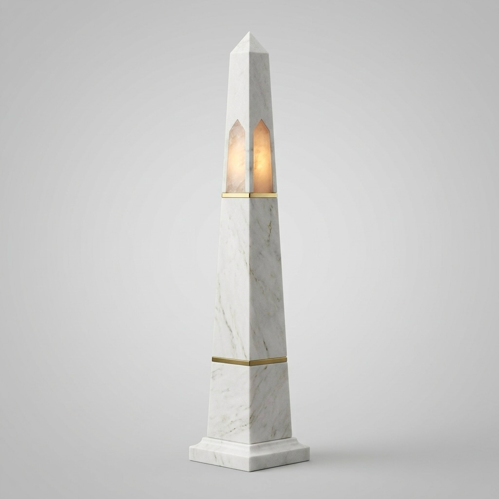 Marble-Look Obelisk Floor Lamp