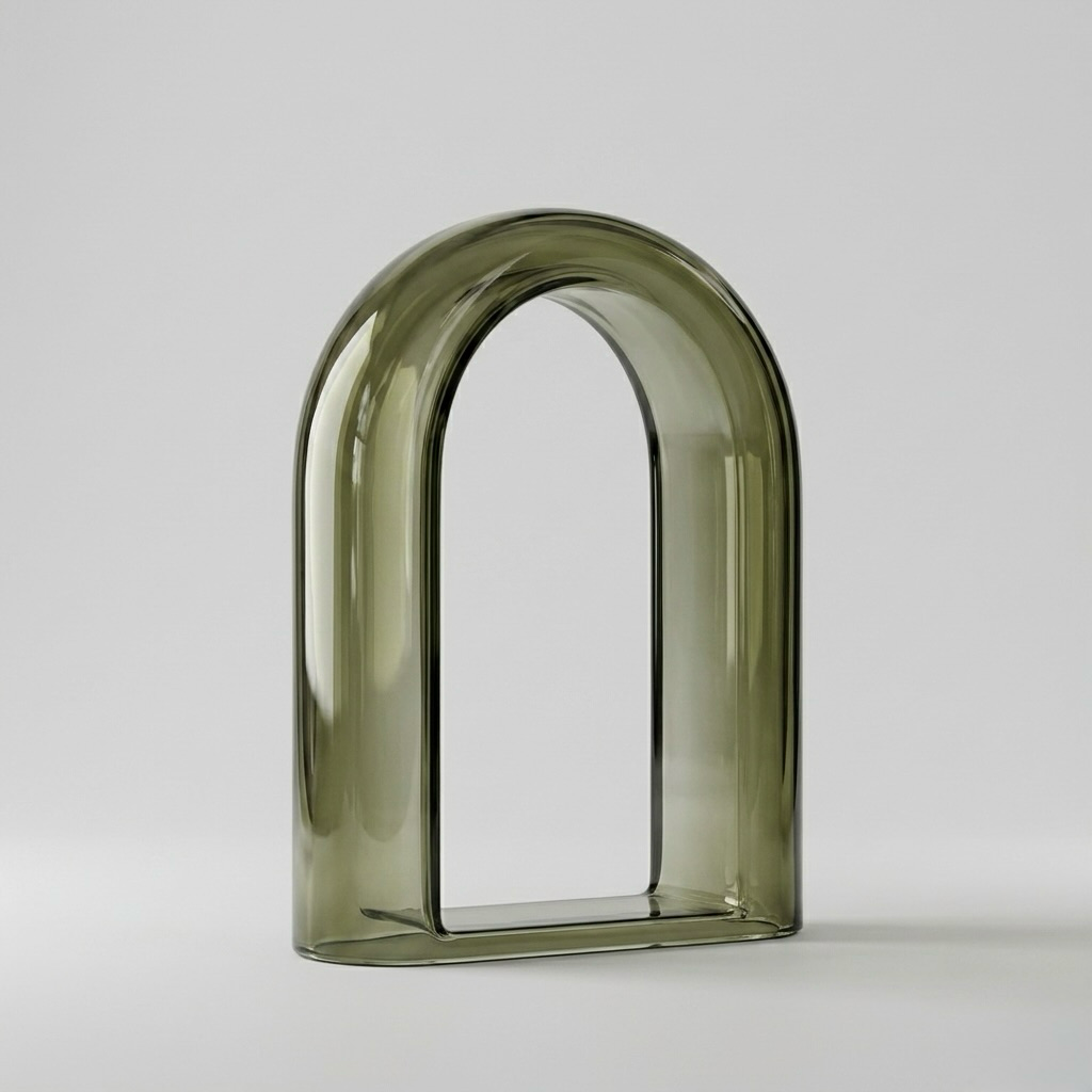 Olive Smoked Glass Arch Sculpture