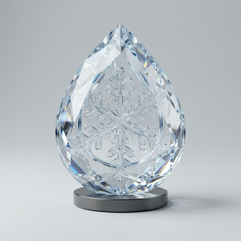 Crystal Snowflake Teardrop Sculpture