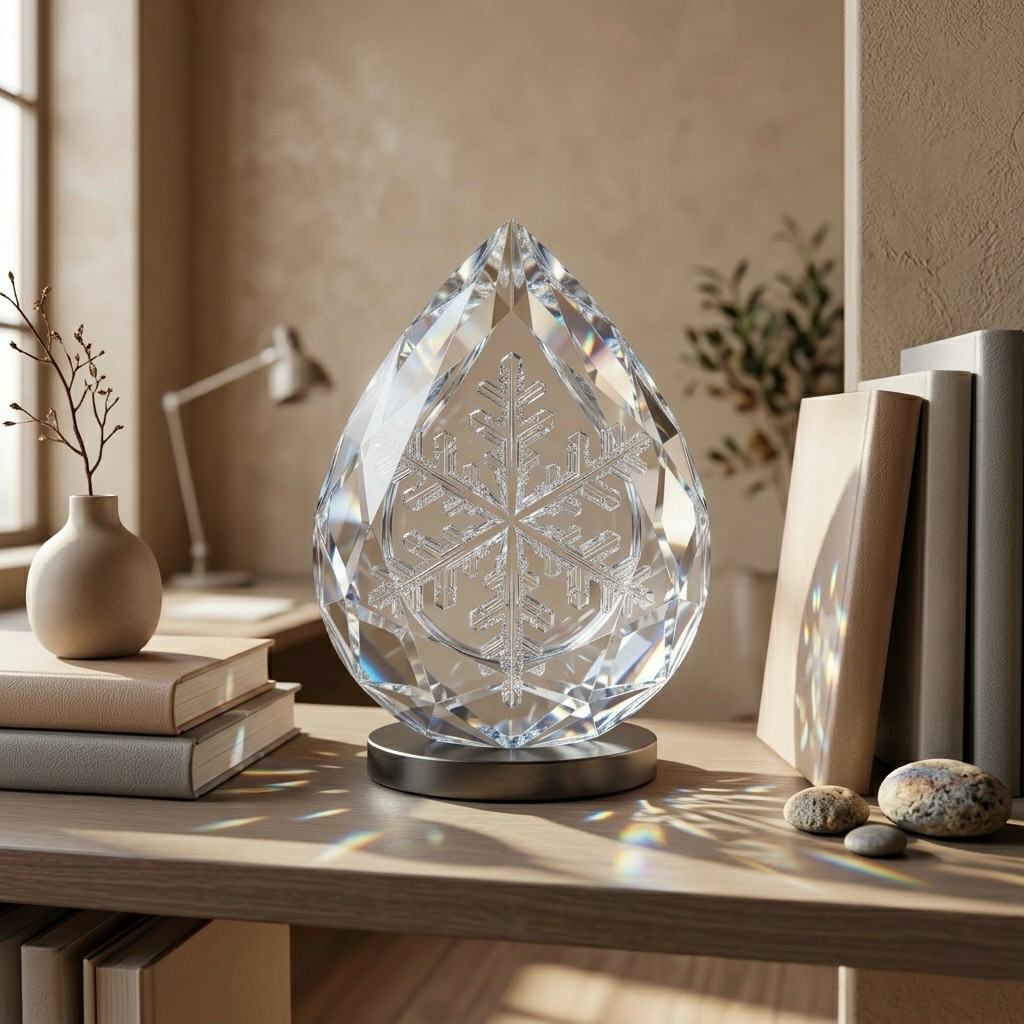 Crystal Snowflake Teardrop Sculpture