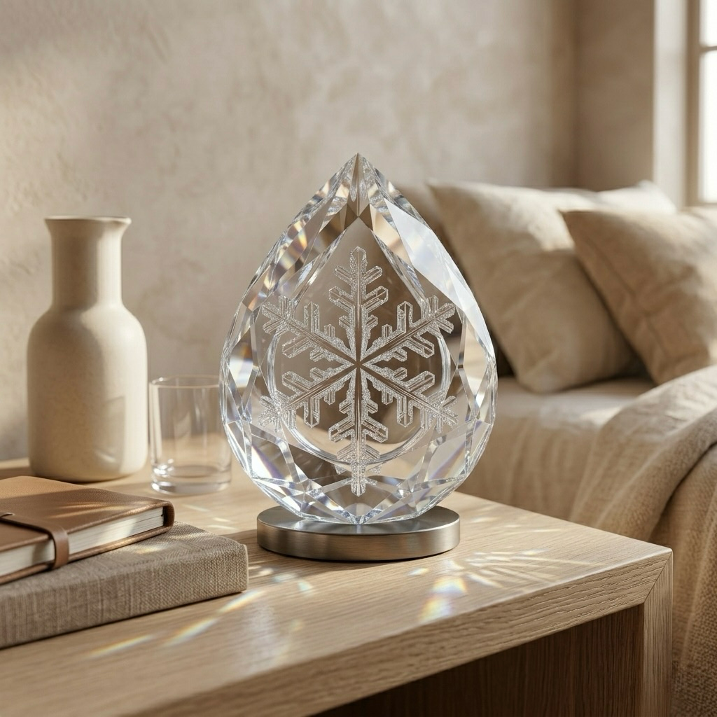Crystal Snowflake Teardrop Sculpture