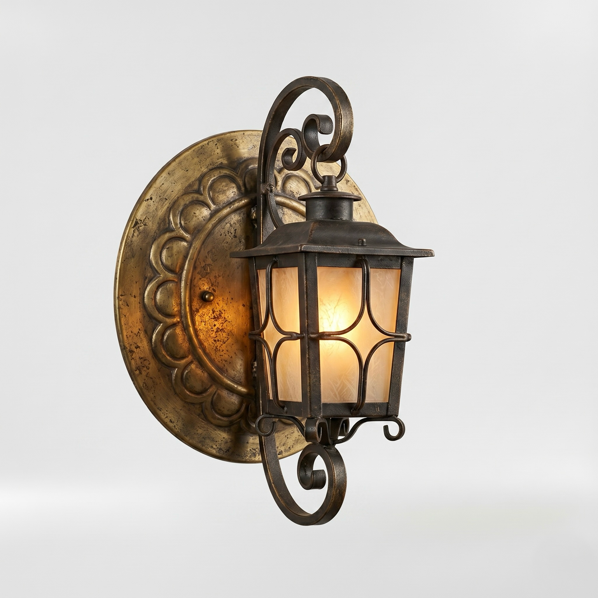 Vintage Scrollwork Lantern Wall Sconce