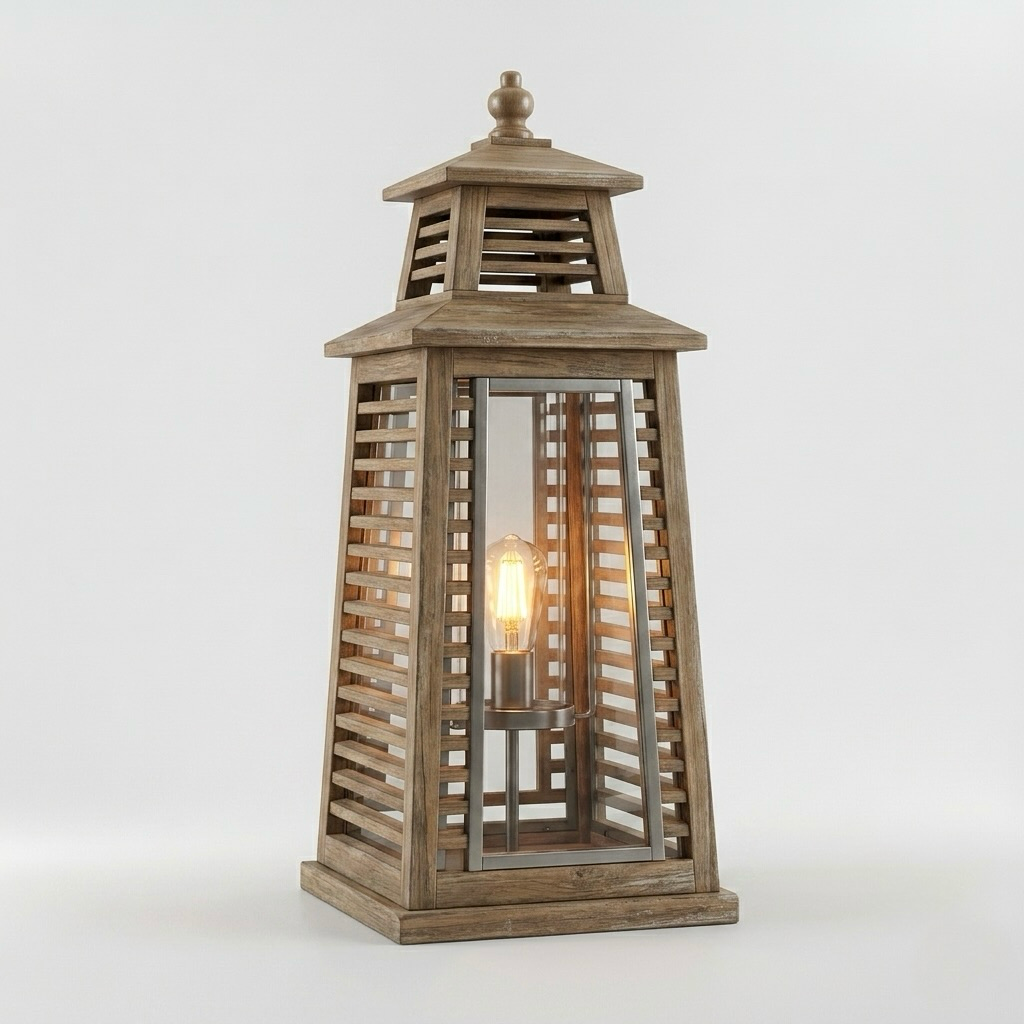 Weathered Wood Lantern Table Lamp
