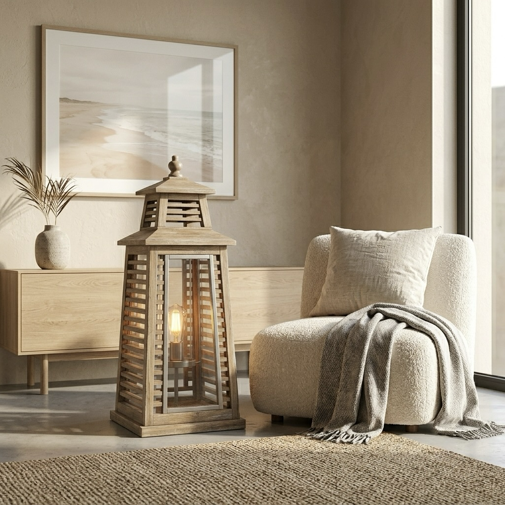 Weathered Wood Lantern Table Lamp