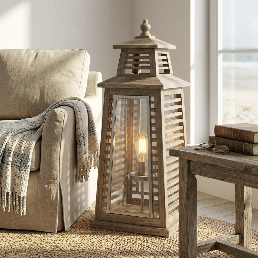 Weathered Wood Lantern Table Lamp