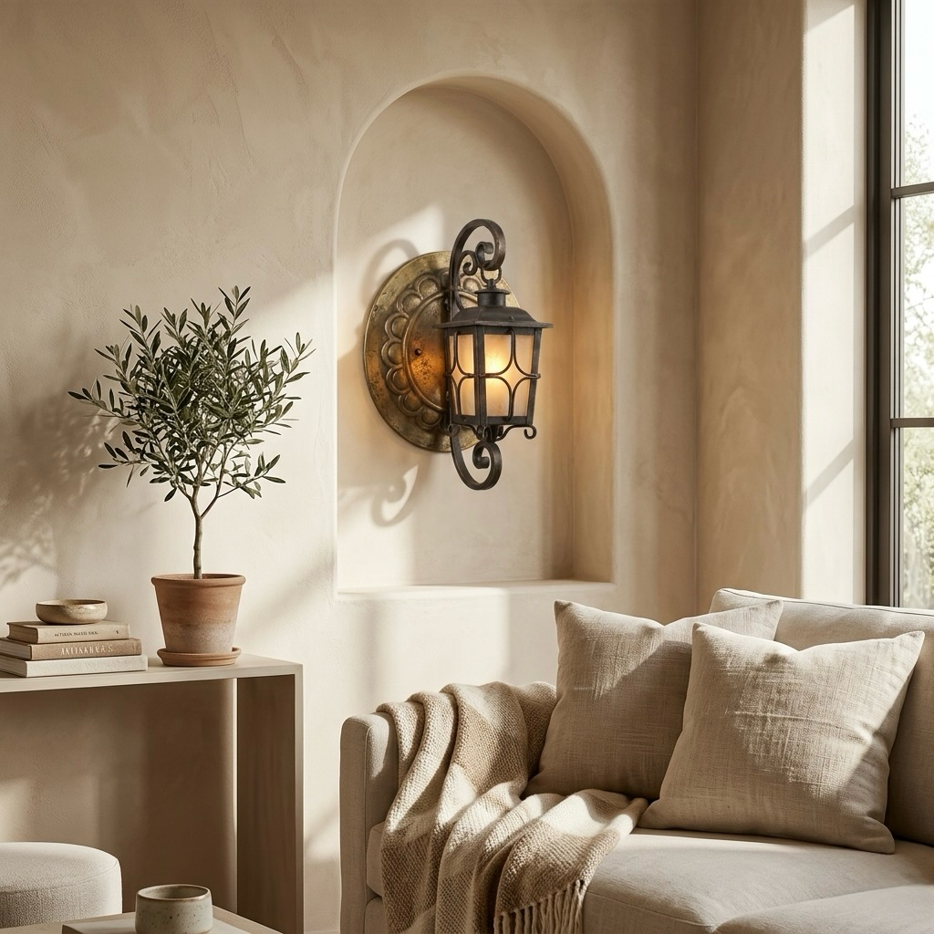 Vintage Scrollwork Lantern Wall Sconce