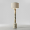 Travertine-Look Column Table Lamp