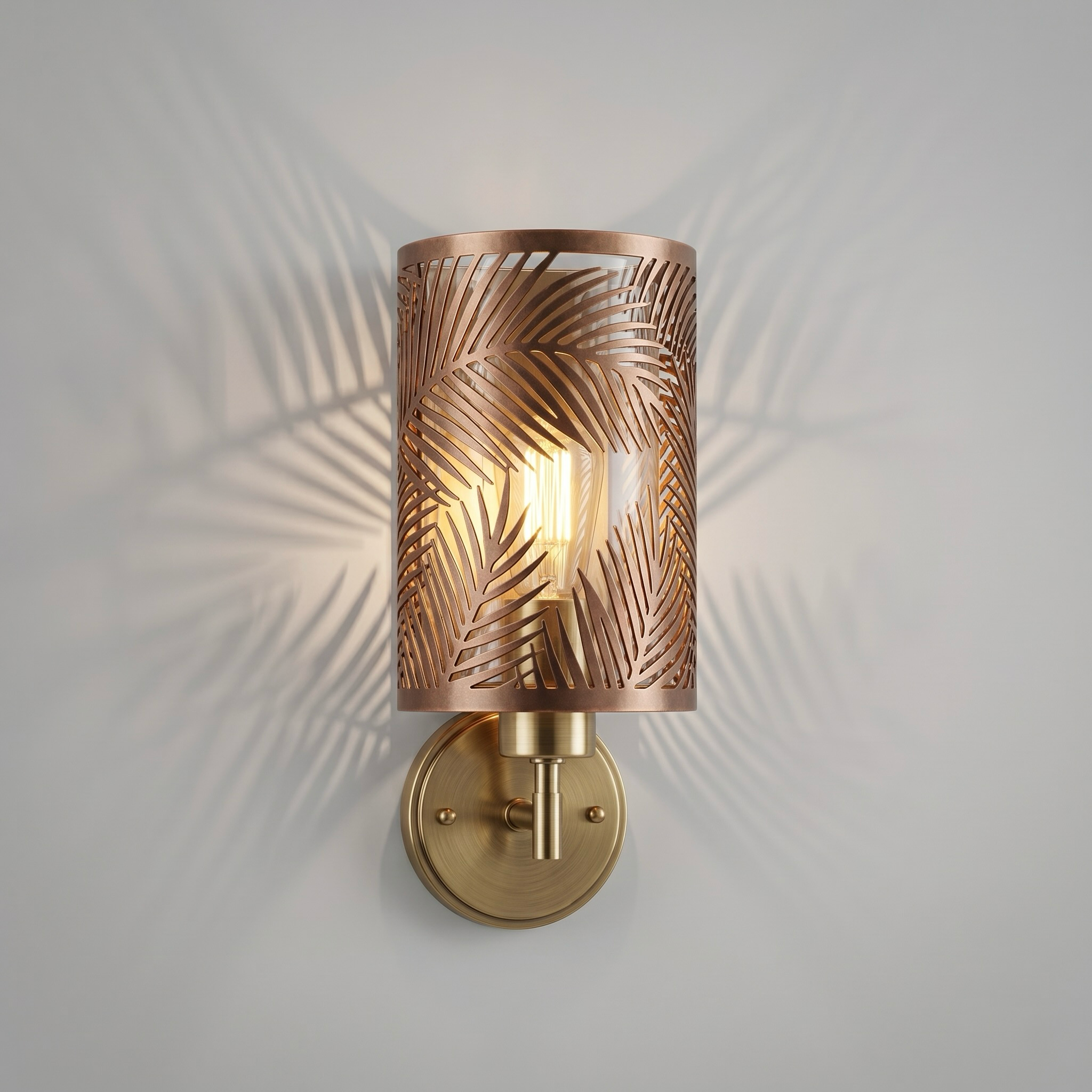 Laser-Cut Palm Leaf Wall Sconce