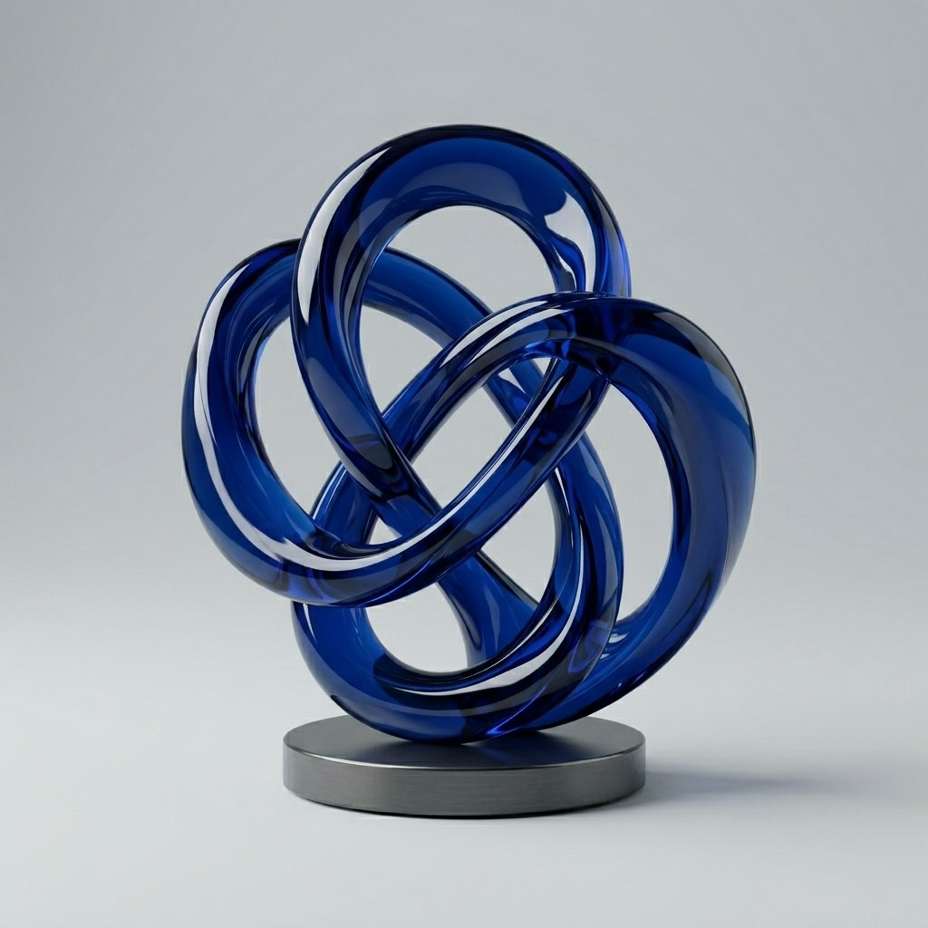 Cobalt Glass Infinity Knot Sculpture