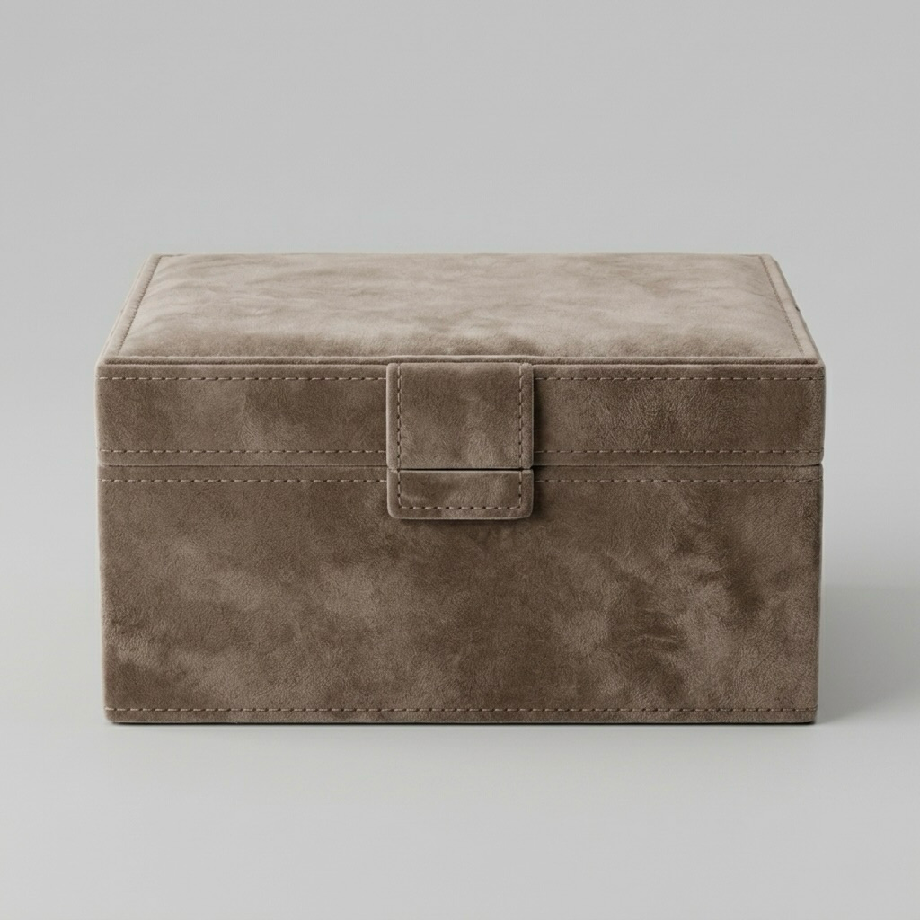 Taupe Suede Decorative Storage Box