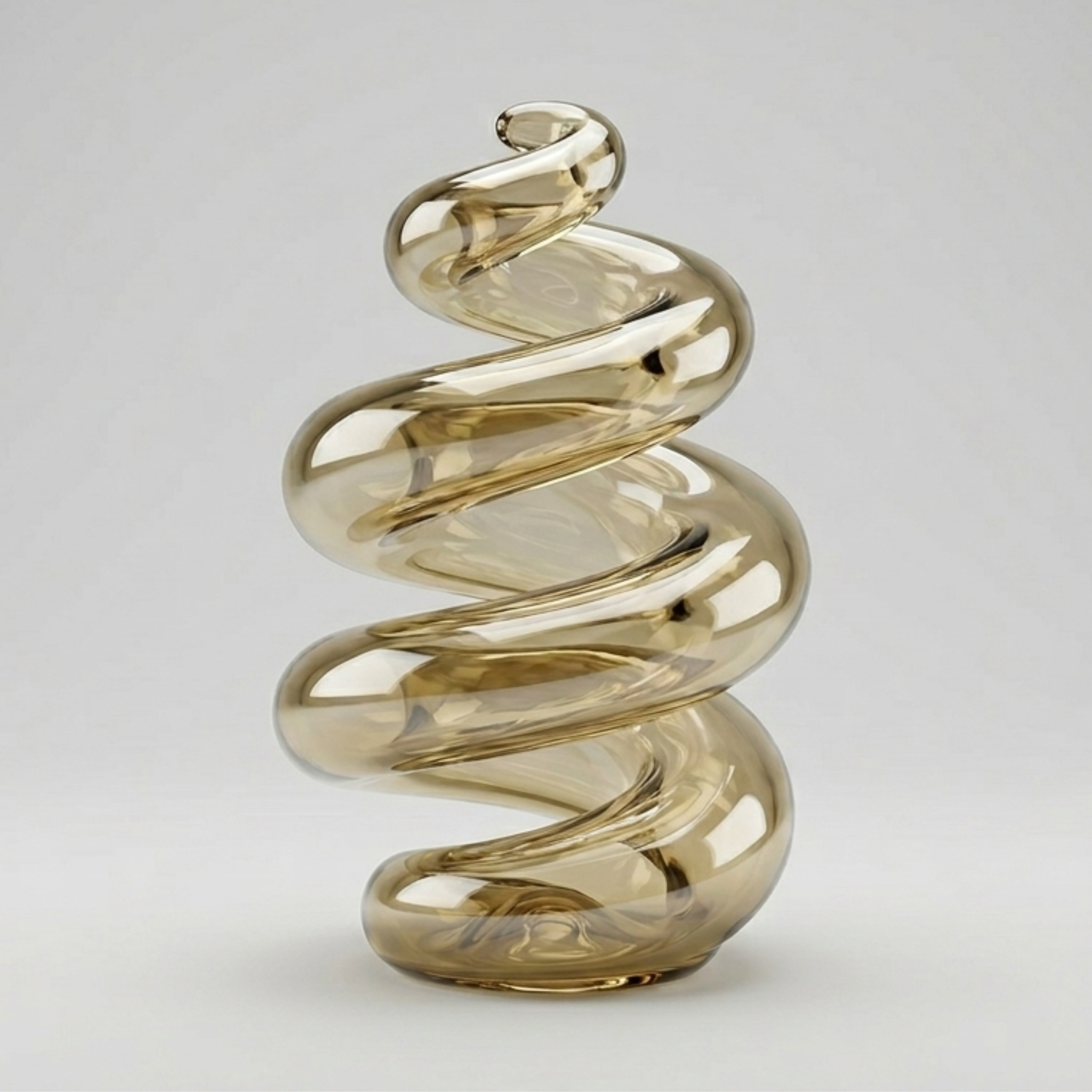 Amber Spiral Glass Sculpture