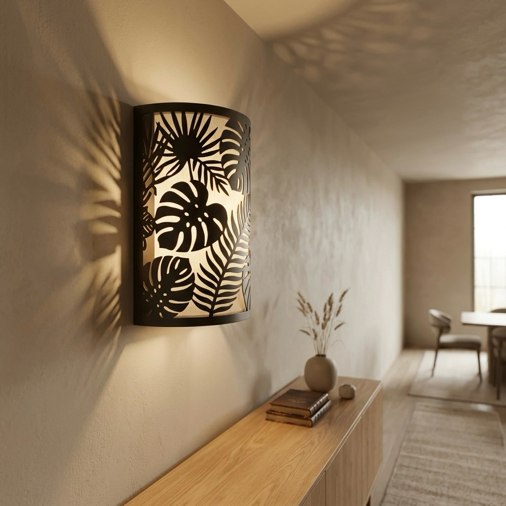 Monstera & Palm Shadow-Cast Wall Sconce