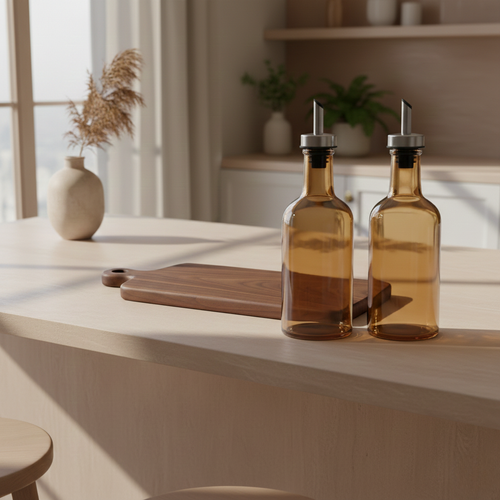 Amber Glass Oil & Vinegar Dispenser Set