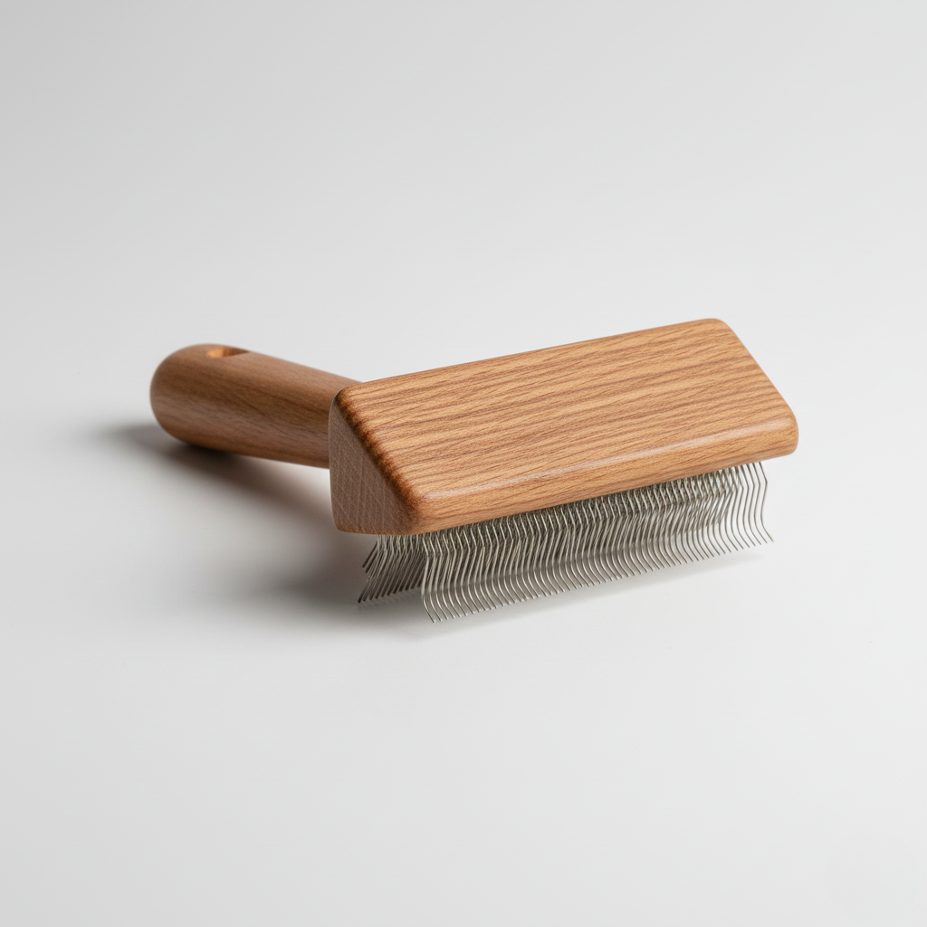 Wooden Slicker Brush with Stainless Bristles