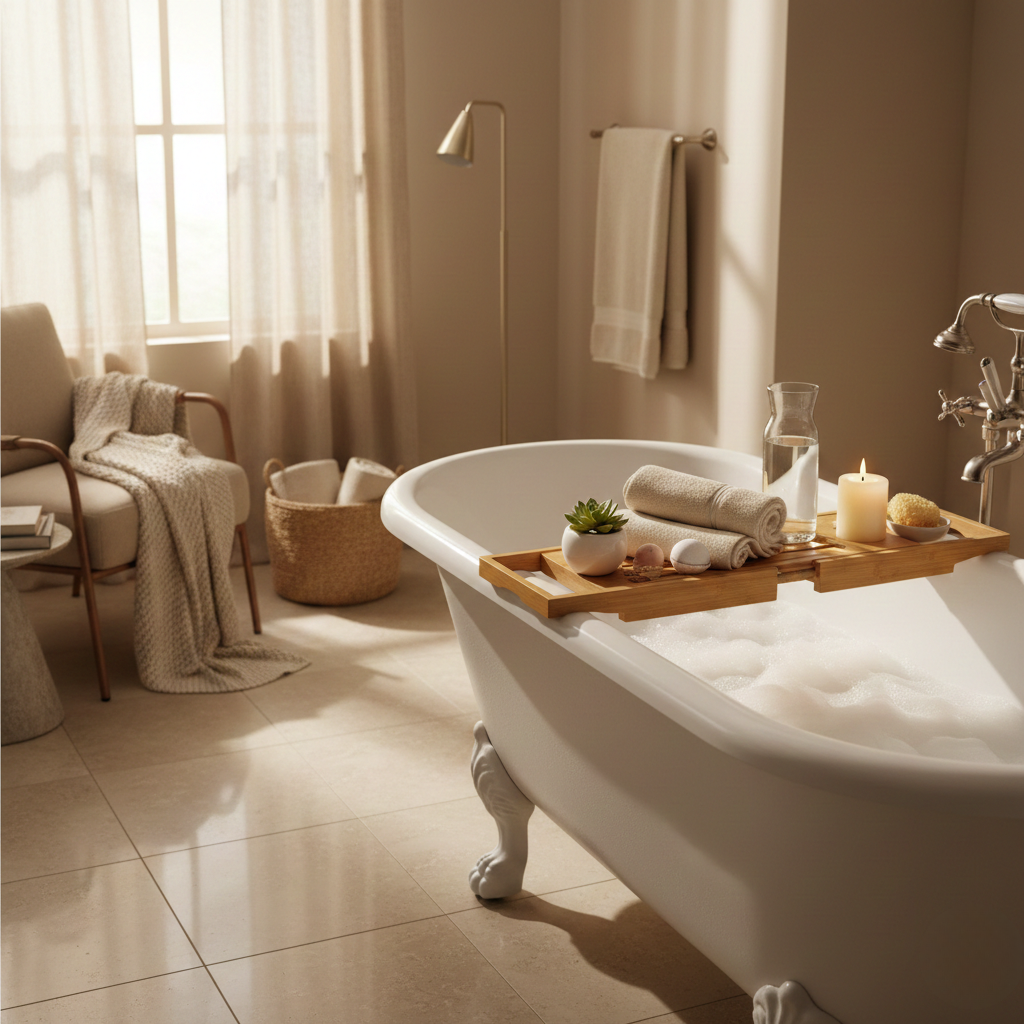 Expandable Bamboo Bath Caddy Tray