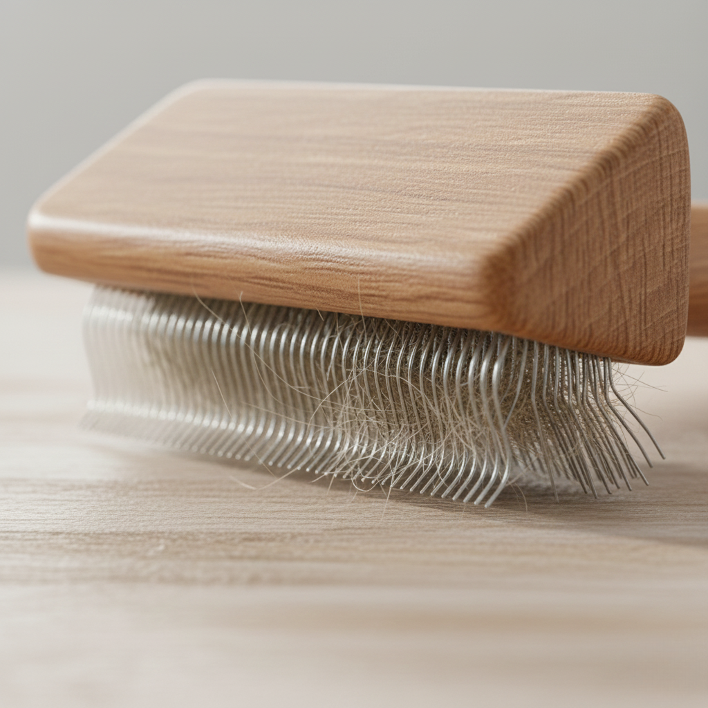 Wooden Slicker Brush with Stainless Bristles